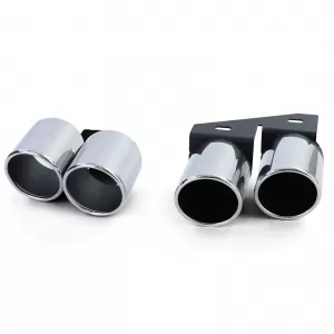 Duplex exhaust tailpipes 4-pipe trims stainless steel pair for Audi A4 2.0 B9 from 15