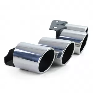 Duplex exhaust tailpipes 4-pipe trims stainless steel pair for Audi A4 2.0 B9 from 15