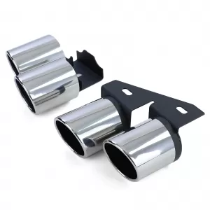 Duplex exhaust tailpipes 4-pipe trims stainless steel pair for Audi A4 2.0 B9 from 15