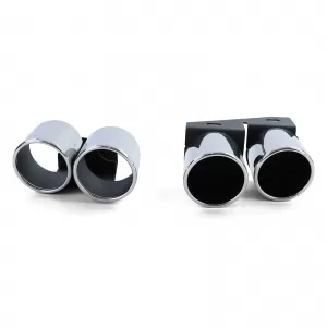 Duplex exhaust tailpipes 4-pipe trims stainless steel pair for Audi A4 2.0 B9 from 15