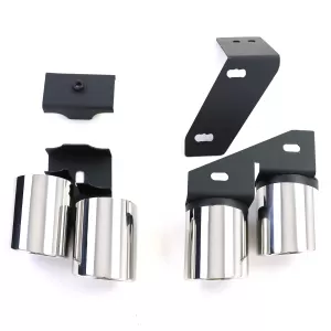 Duplex exhaust tailpipes 4-pipe trims stainless steel pair for Audi A4 2.0 B9 from 15