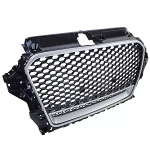 Griglia sportiva a nido d'ape nera lucida e argento adatta per Audi A3 tipo 8V 12-16-image-6210399