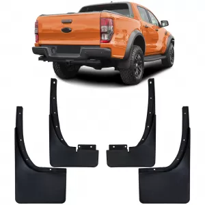 Mud Flap Set front and rear Black for Ford Ranger T6 T7 T8 12-22