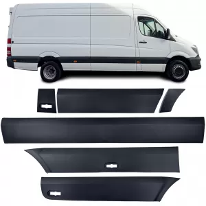 Trim Mouldings Impact Strips Set Right 6-piece for Mercedes Sprinter W906 06-18 Long