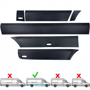 Trim Mouldings Impact Strips Set Right 6-piece for Mercedes Sprinter W906 06-18 Long