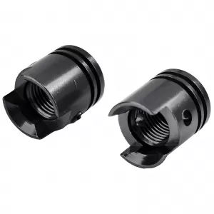 Valve caps aluminum black piston style universal for car motorcycle quad 2 pieces