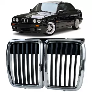 Sport front grille black chrome fits for 3 Series BMW E30 1982-1994