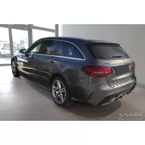 Protezione Avisa rinforzata adatta per paraurti posteriore di Mercedes C-Class W205 station wagon 2014-2021, cromo-image-6212022