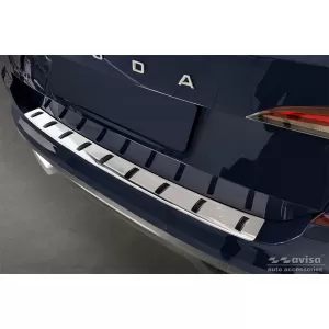 Reinforced Avisa protector suitable for rear bumper of Skoda Kamiq crossover after 2019, chrome