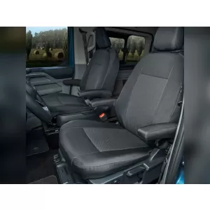 image-8-Kegel Tailor Made üléshuzat 1+1 két első ülésre, négy kartámasszal, Ford Tourneo Custom, Volkswagen T7 2024-től, fekete-szürke