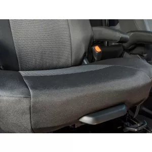 Tappezzeria Kegel su misura adatta per i sedili della seconda fila 1+1+1 su Ford Tourneo Custom, Volkswagen T7 dopo il 2024, nera con grigio-image-6212376