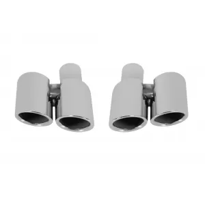 Round chrome GT style exhaust tips suitable for Porsche Panamera 2010-2013, length 270mm, inlet 65mm