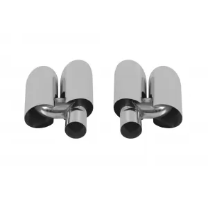 Round chrome GT style exhaust tips suitable for Porsche Panamera 2010-2013, length 270mm, inlet 65mm