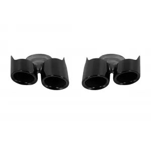 Gloss black round GT-style exhaust tips set suitable for Porsche Panamera 2014-2016