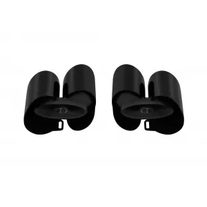 Gloss black round GT-style exhaust tips set suitable for Porsche Panamera 971 2016-2021