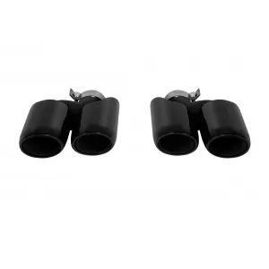 Gloss black round exhaust tips set suitable for Porsche Macan 2014-2016, length 270 mm, inlet 63 mm