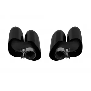 Gloss black round exhaust tips set suitable for Porsche Macan 2014-2016, length 270 mm, inlet 63 mm