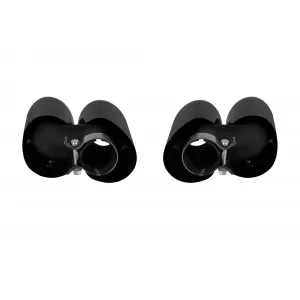 Gloss black round exhaust tips set suitable for Porsche Macan 2014-2016, length 270 mm, inlet 63 mm