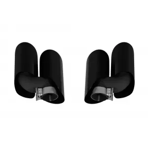 Set of round black gloss exhaust tips suitable for Porsche Macan 2019-2024