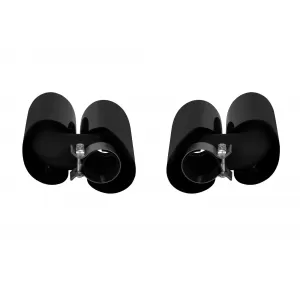 Set of round black gloss exhaust tips suitable for Porsche Macan 2019-2024