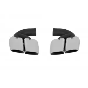 Set of chrome exhaust tips suitable for Porsche Cayenne, 2010-2014, left and right