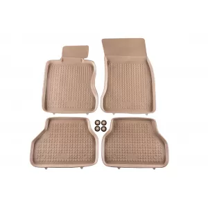 image-78-Specific rubber mats suitable for BMW 5 Series E60 sedan, E61 wagon 2003-2010, 4-piece set, beige color