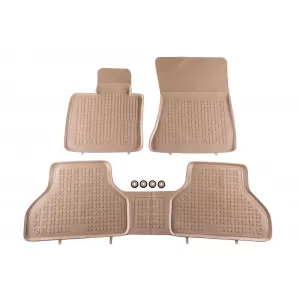 image-6-Specific rubber mats suitable for BMW X5 E70 2007-2013, X6 E71 2008-2014, 3-piece set, beige color