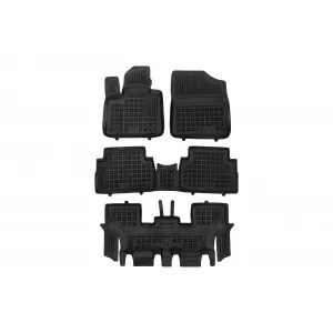 image-77-Specific rubber mats suitable for Hyundai Santa Fe Hybrid 4x4 after 2020, 7 seats, 4-piece set, black color