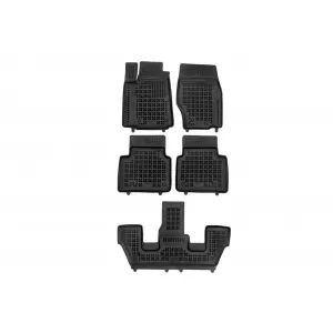 image-8-Specific rubber mats suitable for Jeep Grand Cherokee WL USA version L after 2021, with 6 seats, MHEV and 4x4, 5-piece set, black color