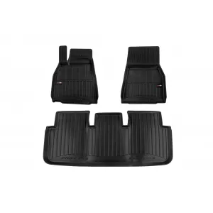 image-59-Specific rubber mats suitable for Tesla Model S Liftback after 2021, 3-piece set, black color, with 24-month warranty