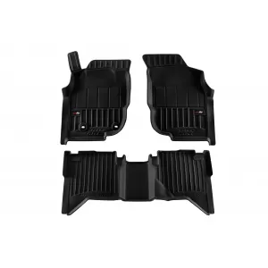 image-5-Specific rubber mats suitable for Toyota Hilux 2005-2015 Pickup from Frogum 3D ProLine series, 3-piece set, black color, with 24-month warranty