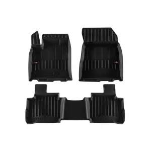 image-64-Specific rubber mats from Frogum 3D ProLine series suitable for Nissan Qashqai Hybrid after 2024, for 1st and 2nd rows, 3-piece set, black color, with 24-month warranty
