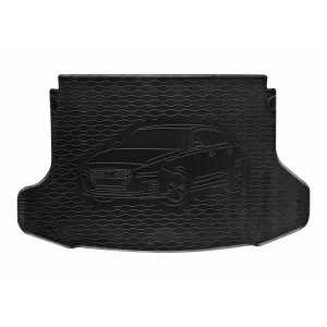 Covor de cauciuc pentru portbagaj de la Rigum, potrivit pentru Hyundai i30 Fastback după 2018, cu logo-ul siluetei vehiculului, negru
