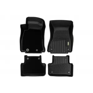 Tappetini in gomma e moquette 2 in 1 adatti per Audi A4 B9 2015-2023, A5 Sportback F5 2016-2024 della serie Frogum 5D Race Rock, set da 4 pezzi, colore nero-image-6232574
