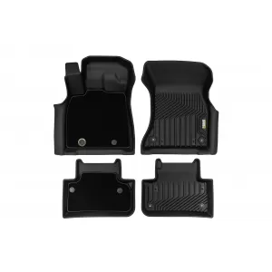 Tappetini in gomma e moquette 2 in 1 adatti per Audi Q5 dopo il 2016, Q5 Sportback dopo il 2020, set da 4 pezzi, colore nero della serie Frogum 5D Race Rock-image-6232580