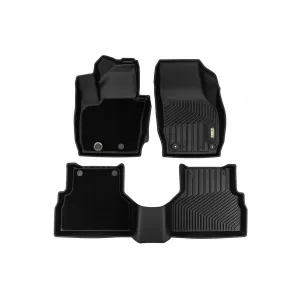 Tappetini in gomma e moquette 2 in 1 adatti per Audi Q3 2011-2018 della serie Frogum 5D Race Rock, 3 pezzi, neri-image-6232587
