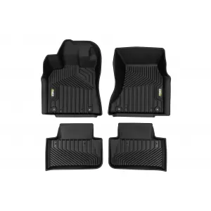 Tappetini in gomma e moquette 2 in 1 adatti per Porsche Macan 2013-2024 della serie Frogum 5D Race Rock, set da 4 pezzi, colore nero-image-6232593