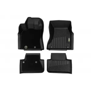 Tappetini in gomma e moquette 2 in 1 adatti per Porsche Macan 2013-2024 della serie Frogum 5D Race Rock, set da 4 pezzi, colore nero-image-6232594
