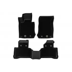 Tappetini in gomma e moquette 2 in 1 adatti per Mercedes GLC C253 2016-2023, X253 2015-2022 della serie Frogum 5D Race Rock, set da 3 pezzi, colore nero-image-6232601