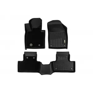 Tappetini in gomma e moquette 2 in 1 adatti per Volvo XC60 dopo il 2017 della serie Frogum 5D Race Rock, set da 3 pezzi, colore nero-image-6232606