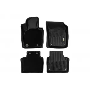 Tappetini in gomma e moquette 2 in 1 adatti per Volvo S90 berlina, V90 station wagon dopo il 2016, della serie Frogum 5D Race Rock, set da 4 pezzi, colore nero-image-6232612