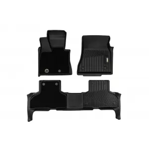 Tappetini in gomma e moquette 2 in 1 adatti per BMW X5 F15 2013–2018 della serie Frogum 5D Race Rock, 3 pezzi, neri-image-6232625