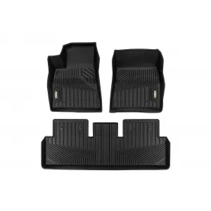 Tappetini in gomma e moquette 2 in 1 adatti per Tesla Model 3 2017-2023, versione senza pompa di calore, della serie Frogum 5D Race Rock, set da 3 pezzi, colore nero-image-6232631