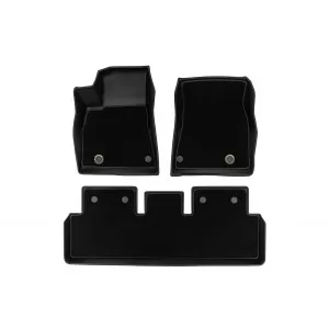Tappetini in gomma e moquette 2 in 1 adatti per Tesla Model 3 2017-2023, versione senza pompa di calore, della serie Frogum 5D Race Rock, set da 3 pezzi, colore nero-image-6232633