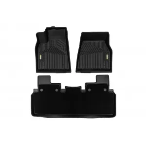 Tappetini in gomma e moquette 2 in 1 adatti per Tesla Model S 2012-2021 della serie Frogum 5D Race Rock, set da 3 pezzi, colore nero-image-6232639
