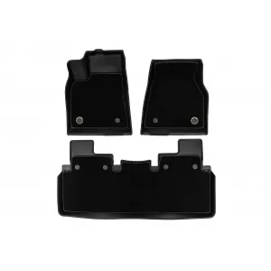 Tappetini in gomma e moquette 2 in 1 adatti per Tesla Model S 2012-2021 della serie Frogum 5D Race Rock, set da 3 pezzi, colore nero-image-6232640