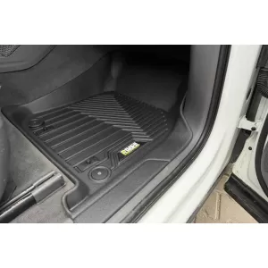 Tappetini in gomma e moquette 2 in 1 adatti per Porsche Cayenne dopo il 2017, Volkswagen Touareg dopo il 2018, set da 3 pezzi, colore nero della serie Frogum 5D Race Rock-image-6232663
