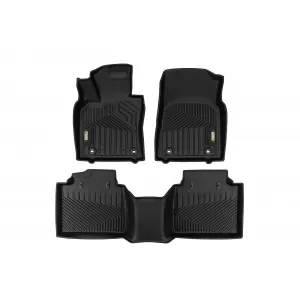 Tappetini in gomma e moquette 2 in 1 adatti per Lexus ES dopo il 2018, set da 3 pezzi, colore nero della serie Frogum 5D Race Rock-image-6232699
