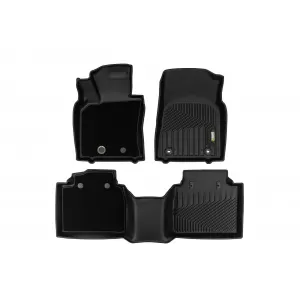 Tappetini in gomma e moquette 2 in 1 adatti per Lexus ES dopo il 2018, set da 3 pezzi, colore nero della serie Frogum 5D Race Rock-image-6232700