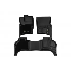 Tappetini in gomma e moquette 2 in 1 adatti per Land Rover Defender dopo il 2020 con 5 porte, set da 3 pezzi, colore nero della serie Frogum 5D Race Rock-image-6232706